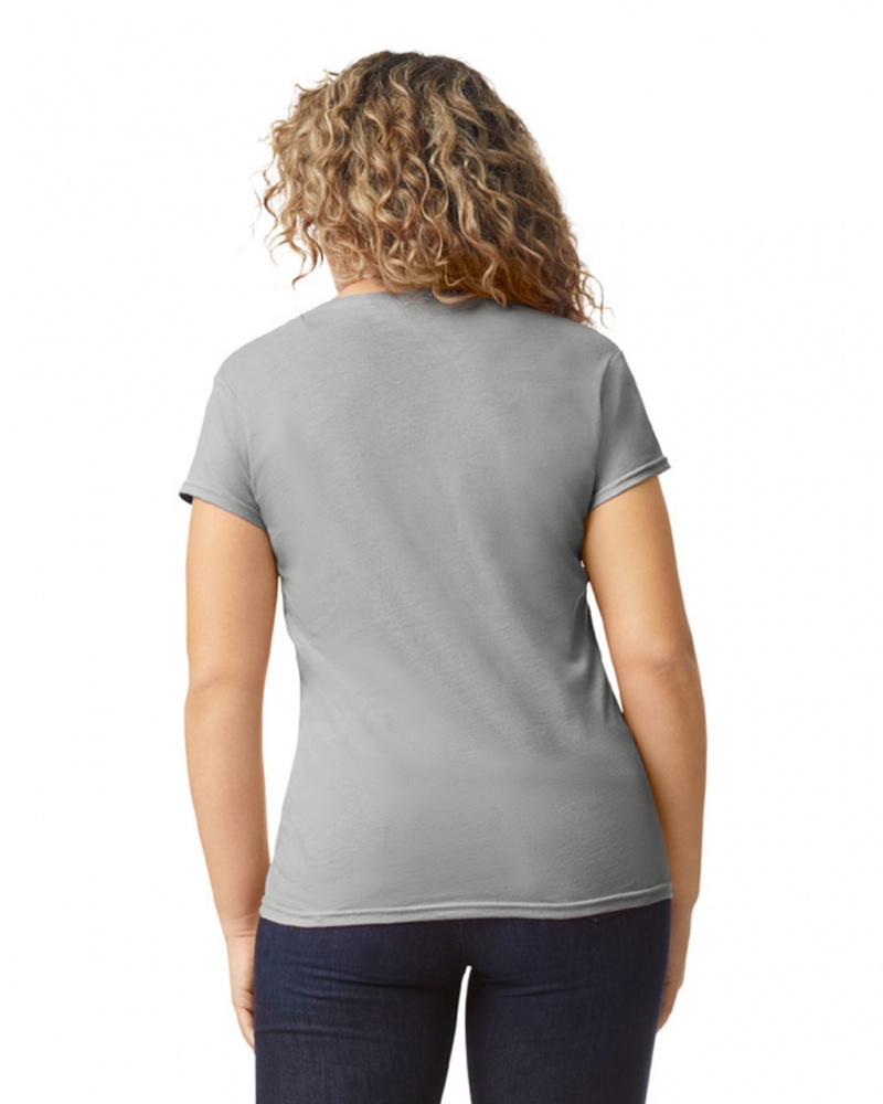 Ring Spun Sport Grey Women's Gildan 64V00L V-Neck T-Shirts | IGVC93862