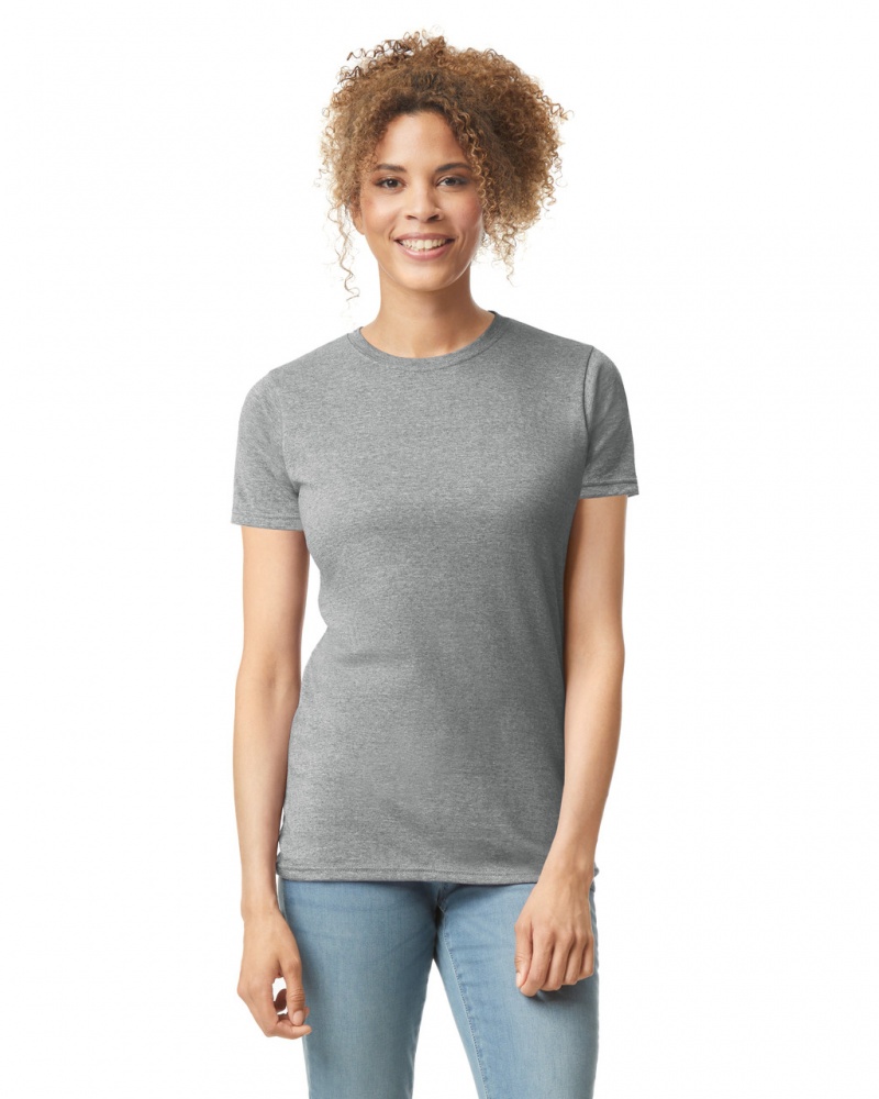 Ring Spun Sport Grey Women\'s Gildan 64000L T-Shirts | QFLK63458