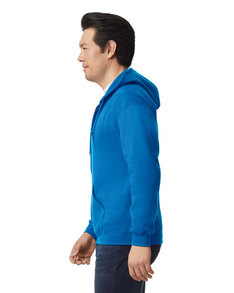 Royal Men's Gildan 18600 Full Zip Hoodie Sweatshirt | JEZV64012