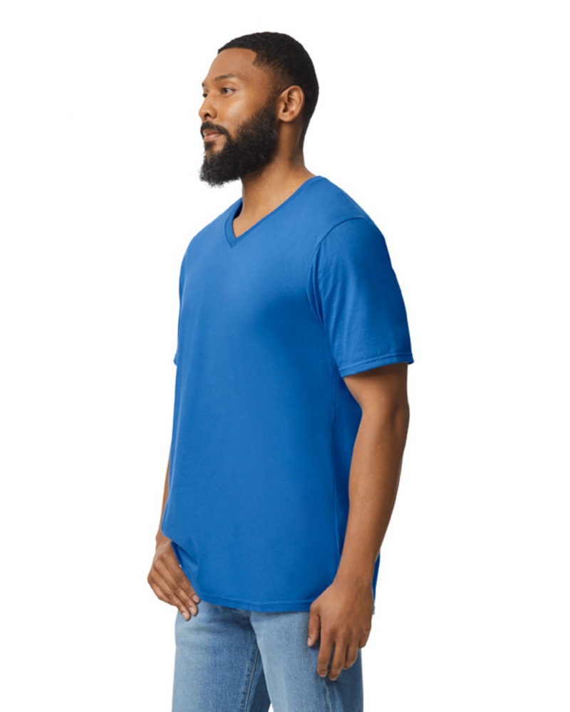 Royal Men's Gildan 64V00 V-Neck T-Shirts | BYML07348