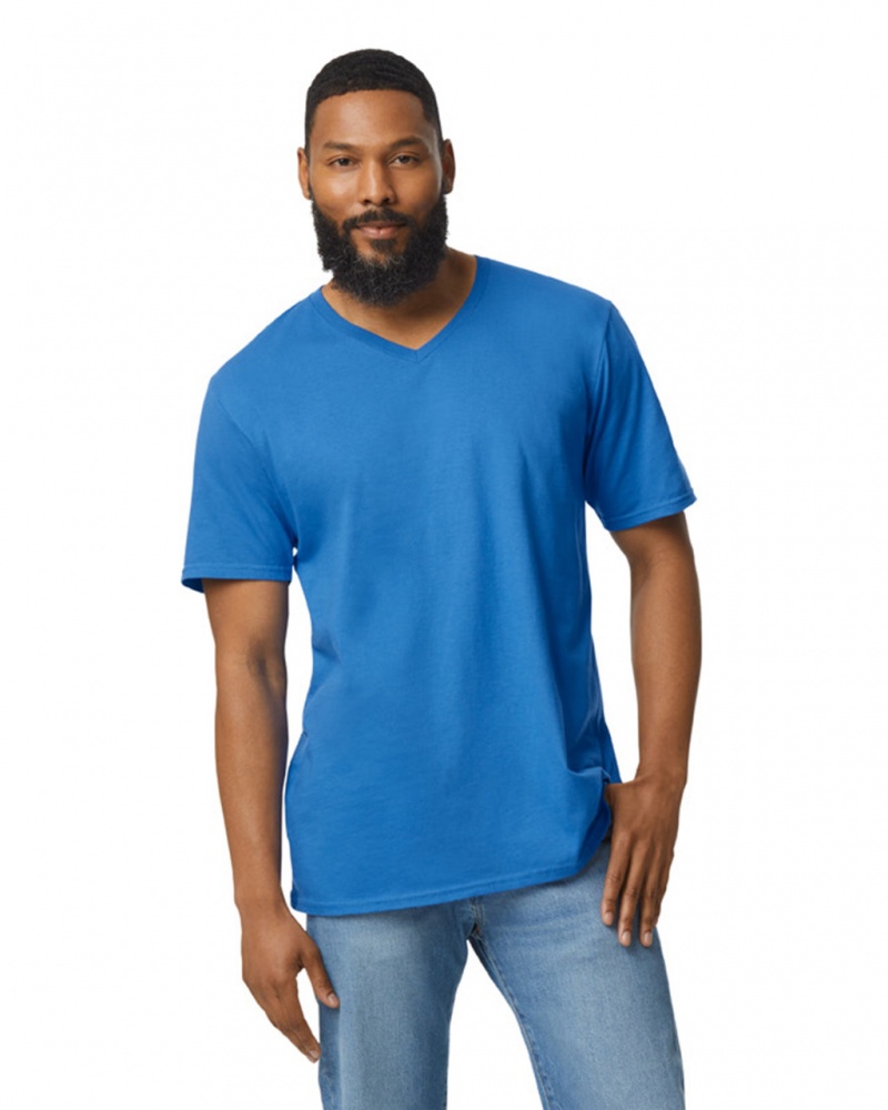 Royal Men's Gildan 64V00 V-Neck T-Shirts | BYML07348