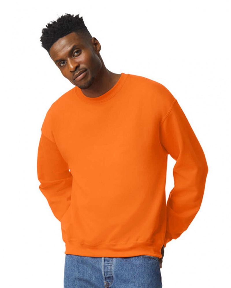 S Orange Men\'s Gildan 18000 Crewneck Sweatshirt | EPNT85216