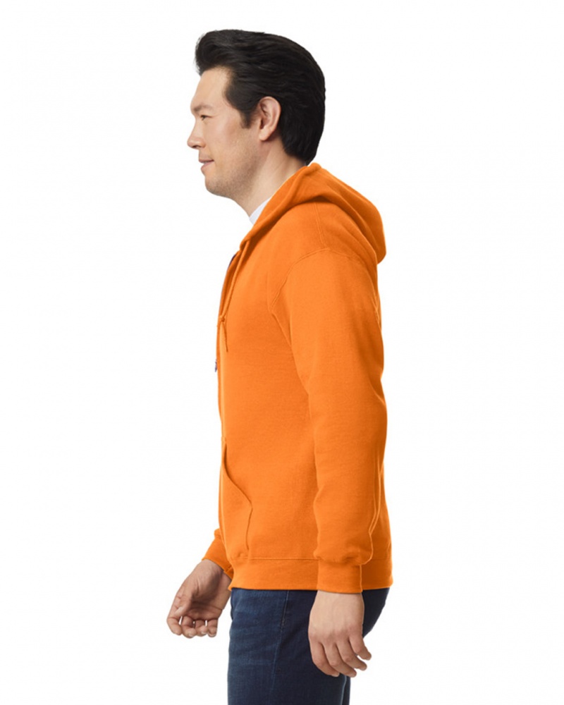 S Orange Men's Gildan 18600 Full Zip Hoodie Sweatshirt | VYLB72904