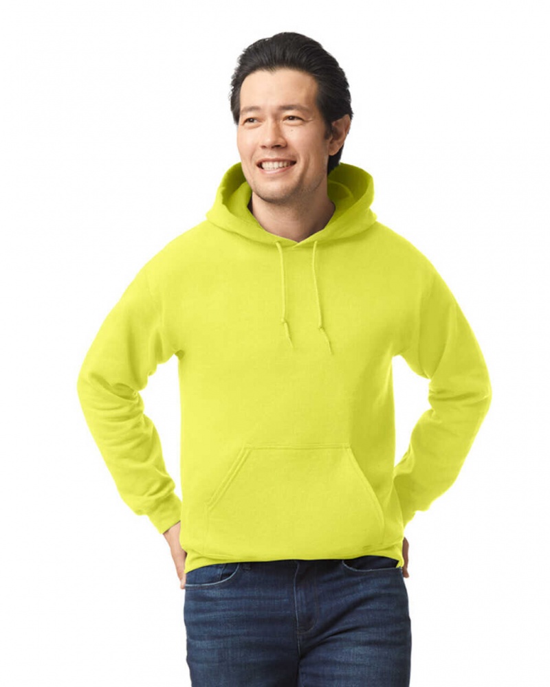 Safety Green Men\'s Gildan 18500 Hoodie Sweatshirt | IGKS73294