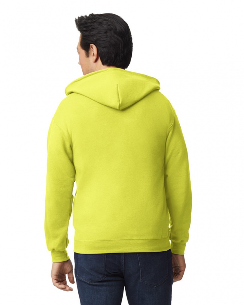 Safety Green Men's Gildan 18600 Full Zip Hoodie Sweatshirt | GMWF94136