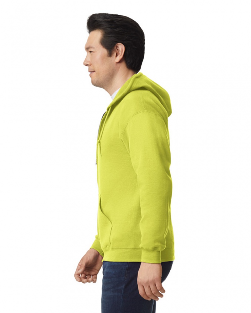 Safety Green Men's Gildan 18600 Full Zip Hoodie Sweatshirt | GMWF94136