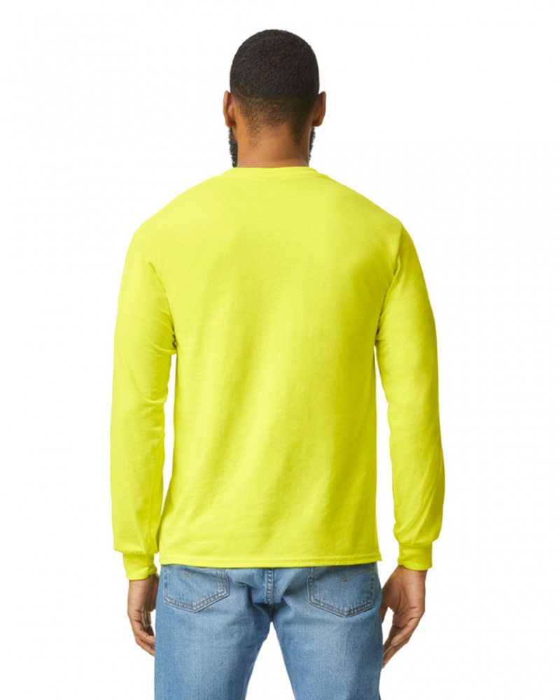 Safety Green Men's Gildan 2410 Long Sleeve with Pocket T-Shirts | CNOX63408