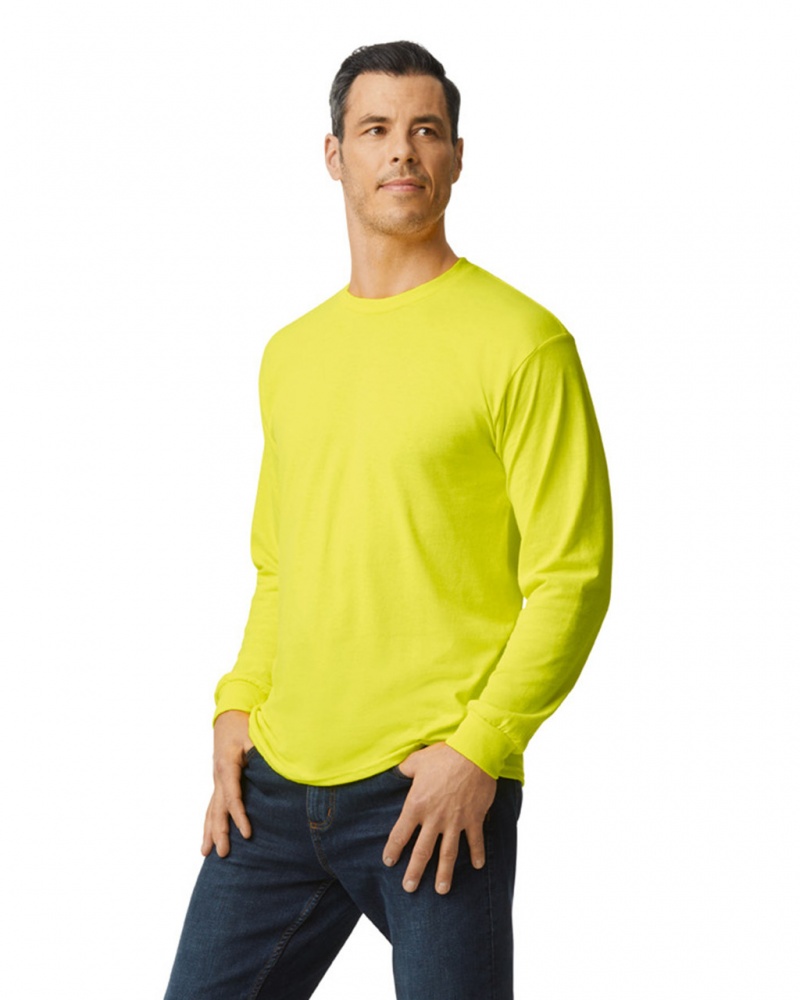 Safety Green Men's Gildan 5400 Long Sleeve T-Shirts | HUDV98437