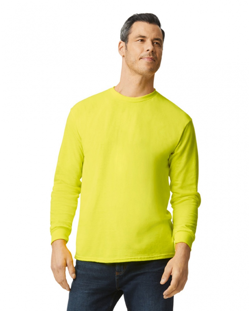 Safety Green Men\'s Gildan 5400 Long Sleeve T-Shirts | HUDV98437