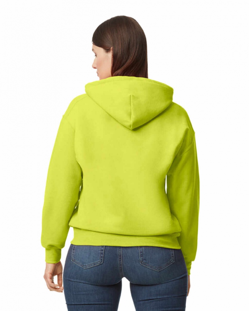 Safety Green Women's Gildan 12500 Hoodie Sweatshirt | YZJN78592