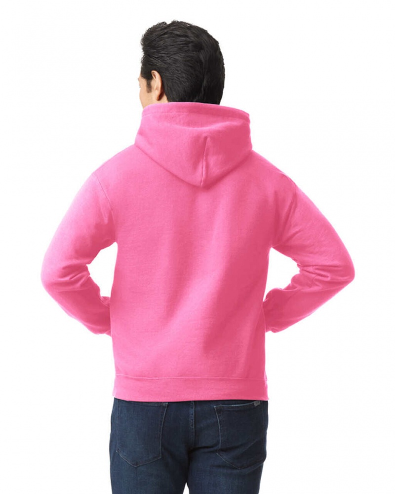 Safety Pink Men's Gildan 18500 Hoodie Sweatshirt | RXJL80691