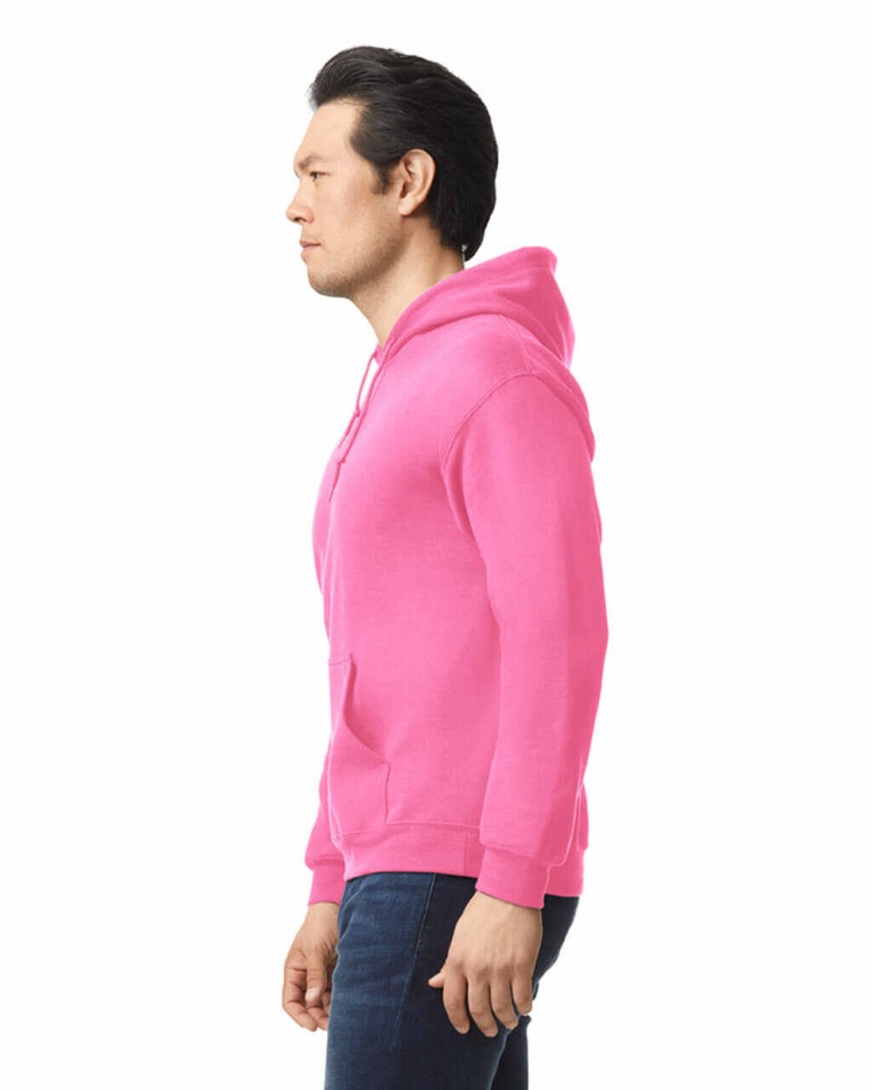 Safety Pink Men's Gildan 18500 Hoodie Sweatshirt | RXJL80691