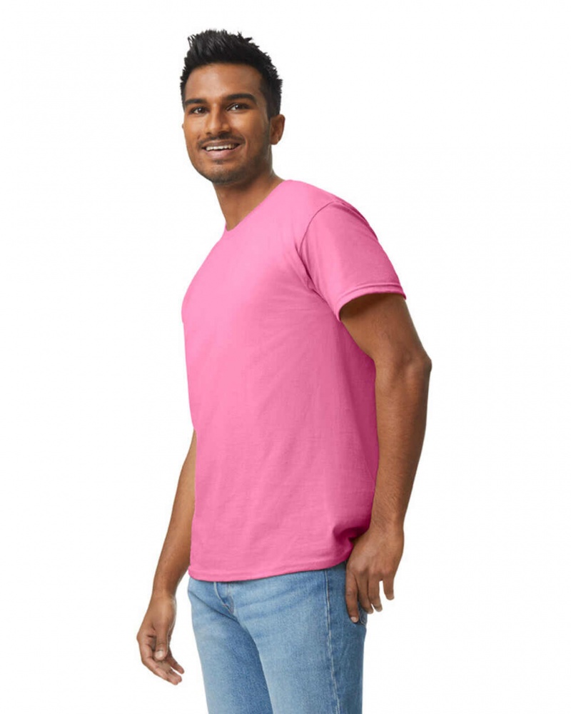 Safety Pink Men's Gildan 5000 T-Shirts | QRIS17843