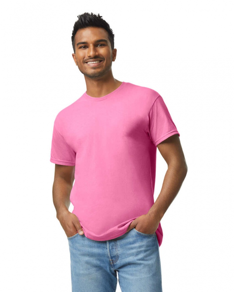 Safety Pink Men\'s Gildan 5000 T-Shirts | QRIS17843