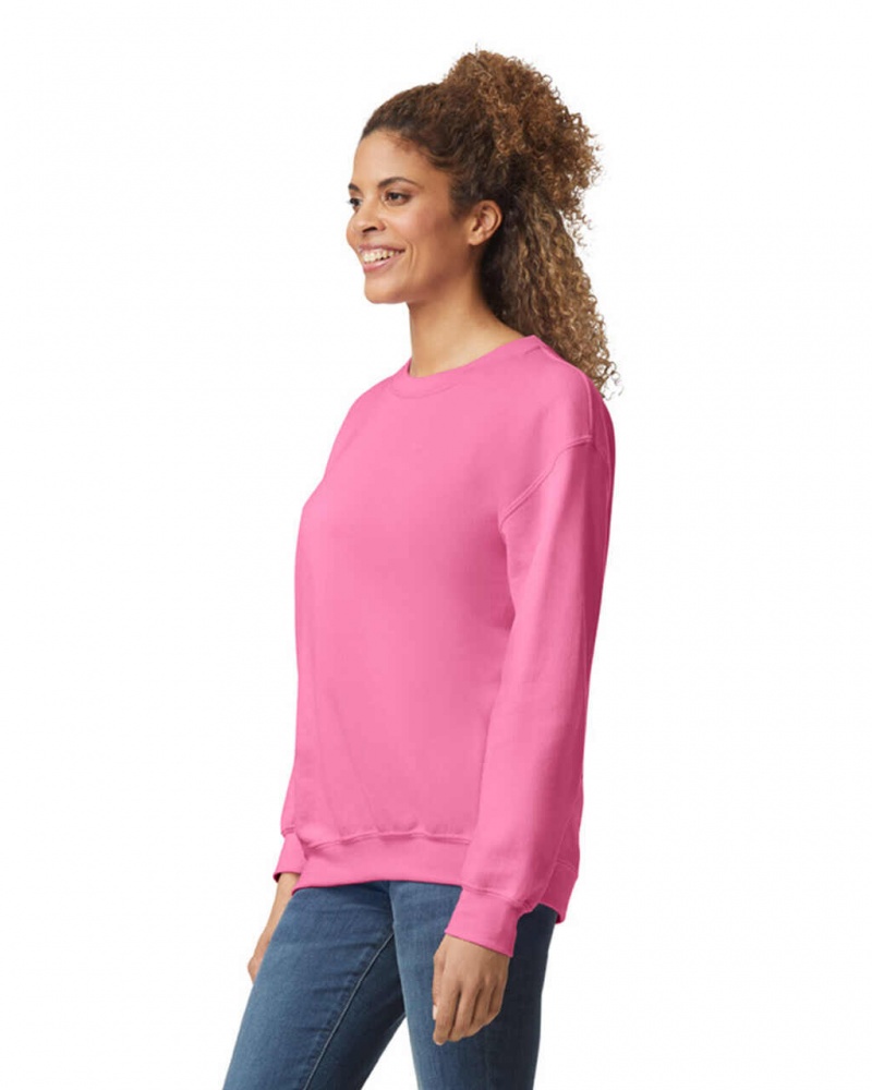 Safety Pink Women's Gildan 18000 Crewneck Sweatshirt | RJCF20913