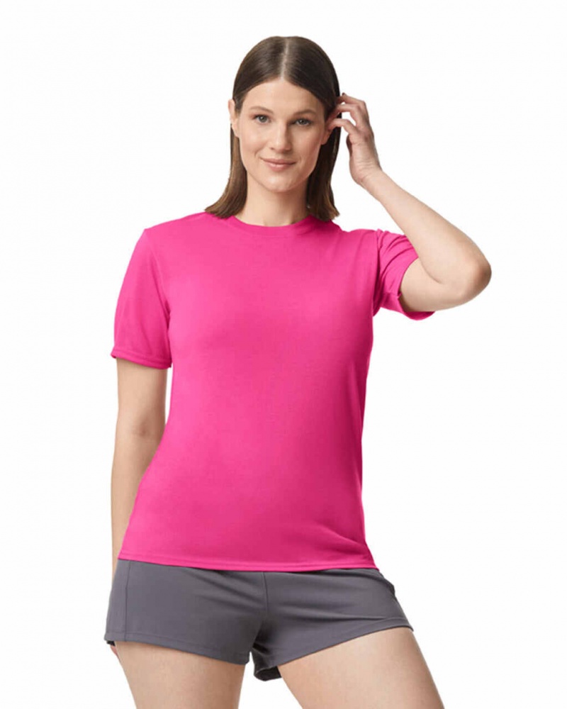 Safety Pink Women\'s Gildan 42000 T-Shirts | QJDE61527