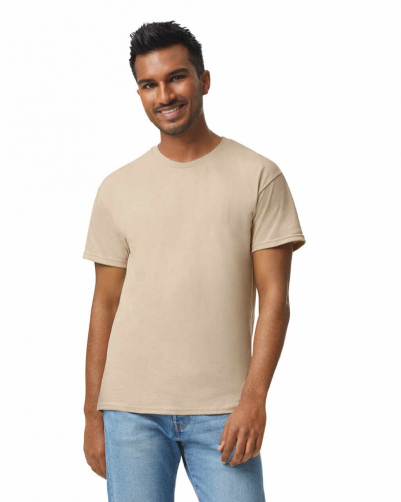 Sand Men\'s Gildan 5000 T-Shirts | KJEQ18604