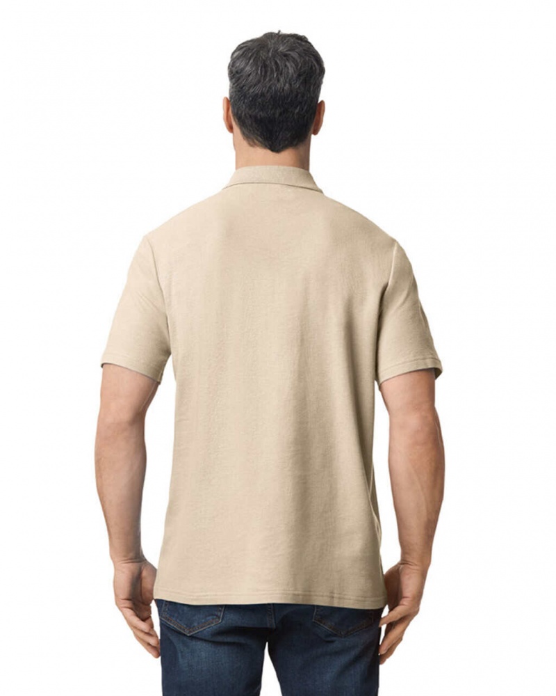 Sand Men's Gildan 64800 Pique Polo | NLGF94735