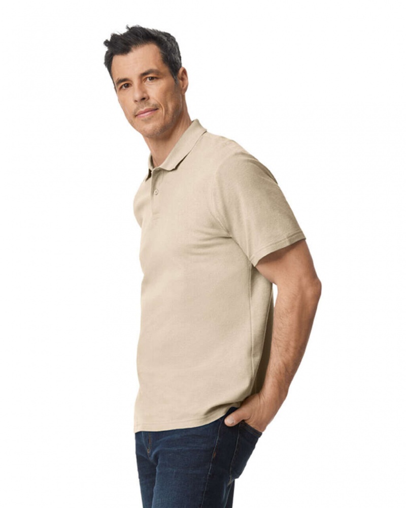 Sand Men's Gildan 64800 Pique Polo | NLGF94735