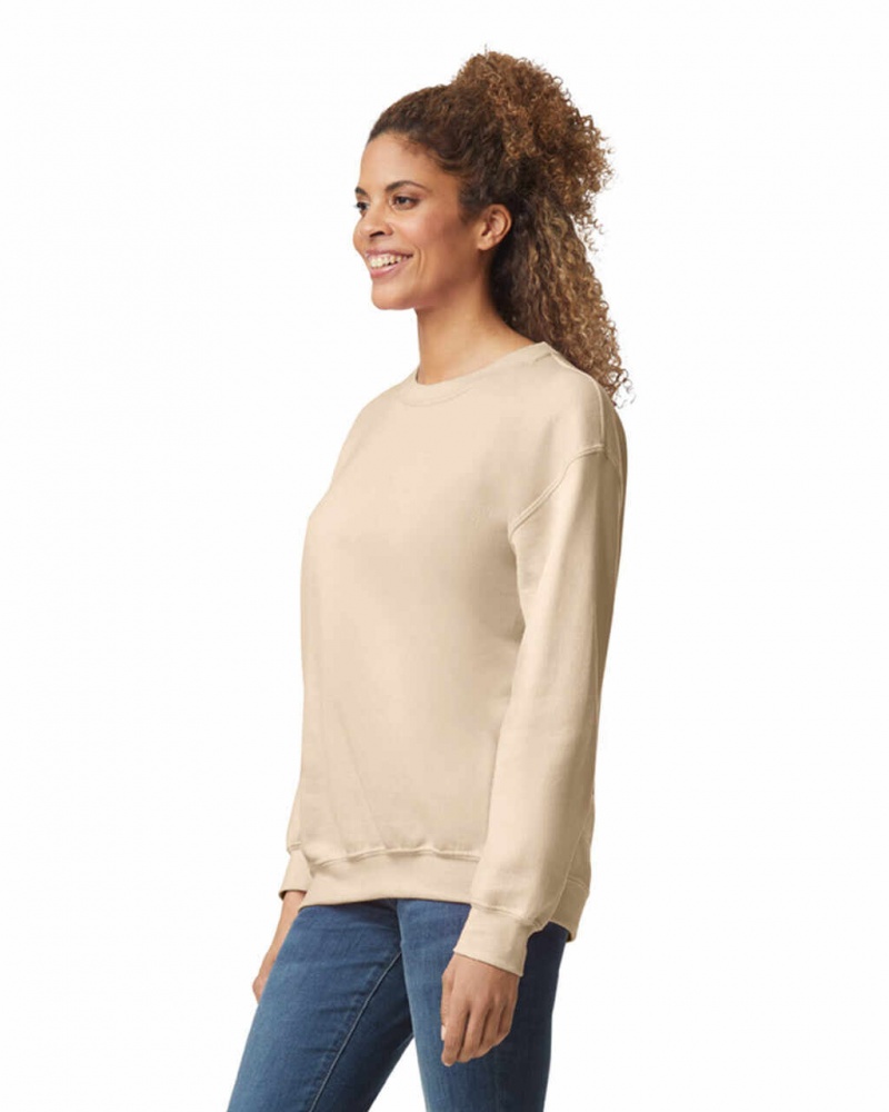 Sand Women's Gildan 18000 Crewneck Sweatshirt | IBSY56329