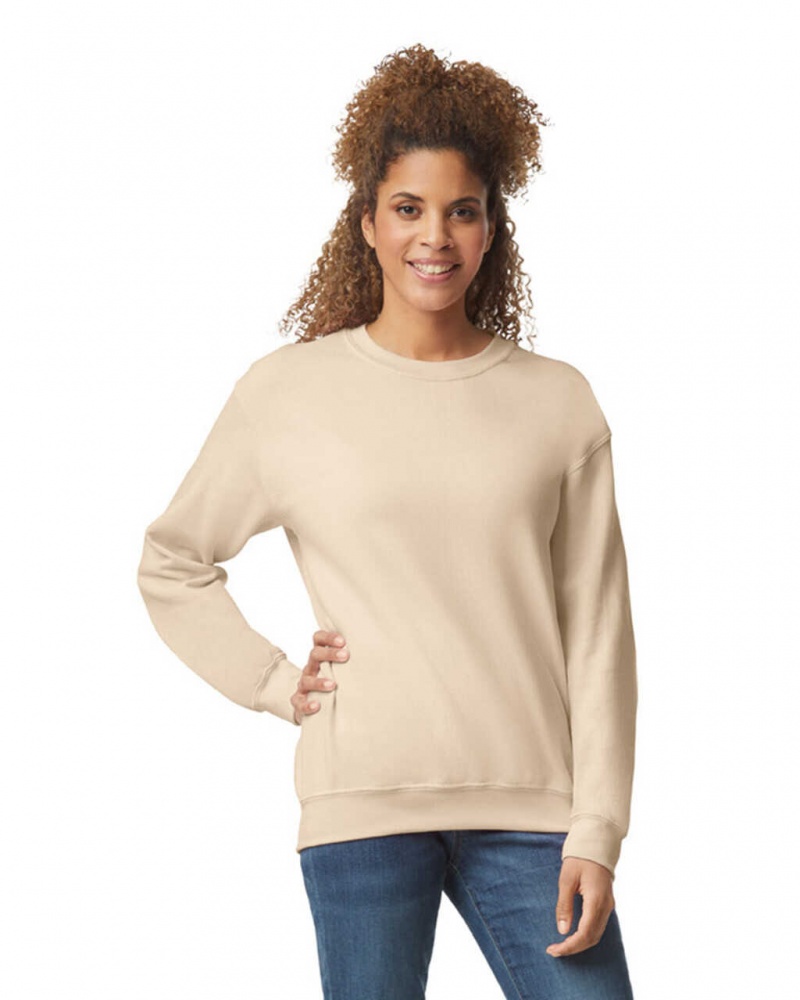 Sand Women\'s Gildan 18000 Crewneck Sweatshirt | IBSY56329