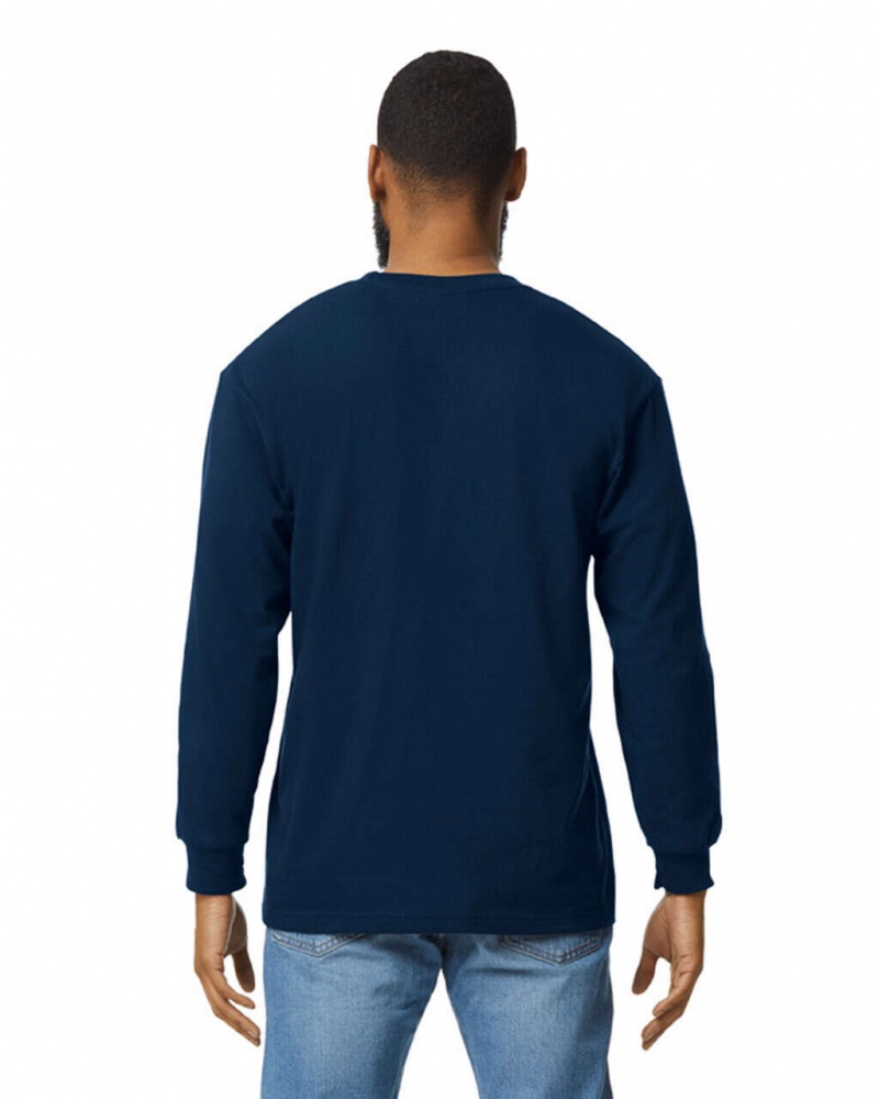 Sport Dark Navy Men's Gildan H400 Long Sleeve T-Shirts | UEWQ45183