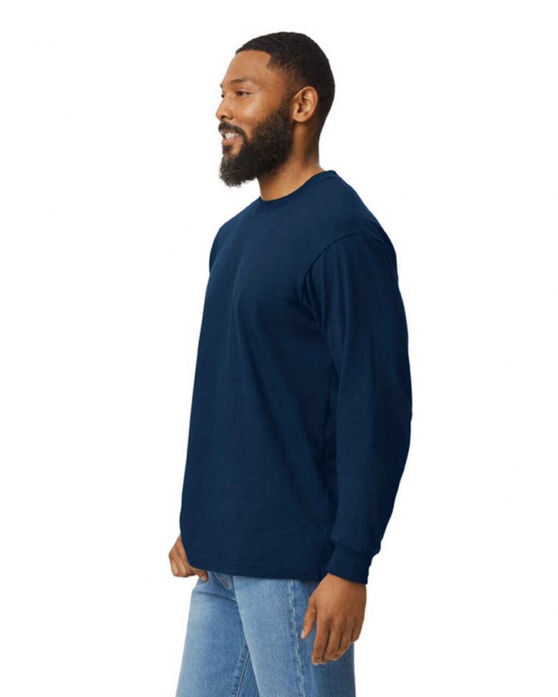 Sport Dark Navy Men's Gildan H400 Long Sleeve T-Shirts | UEWQ45183