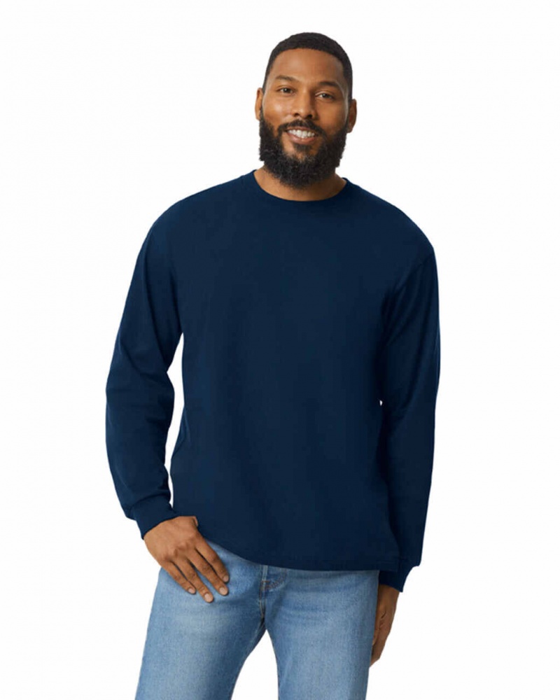 Sport Dark Navy Men's Gildan H400 Long Sleeve T-Shirts | UEWQ45183