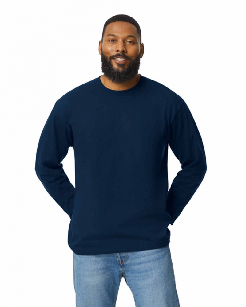 Sport Dark Navy Men's Gildan H400 Long Sleeve T-Shirts | UEWQ45183