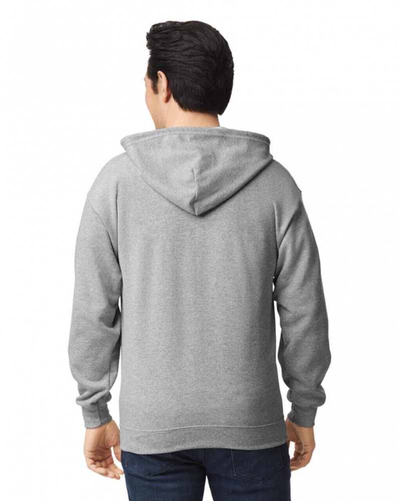 Sport Grey Men's Gildan 18600 Full Zip Hoodie Sweatshirt | MVGQ38512