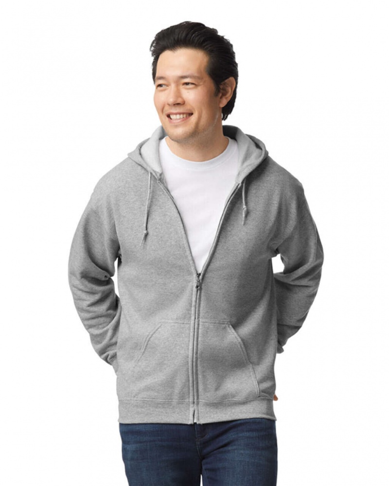 Sport Grey Men's Gildan 18600 Full Zip Hoodie Sweatshirt | MVGQ38512