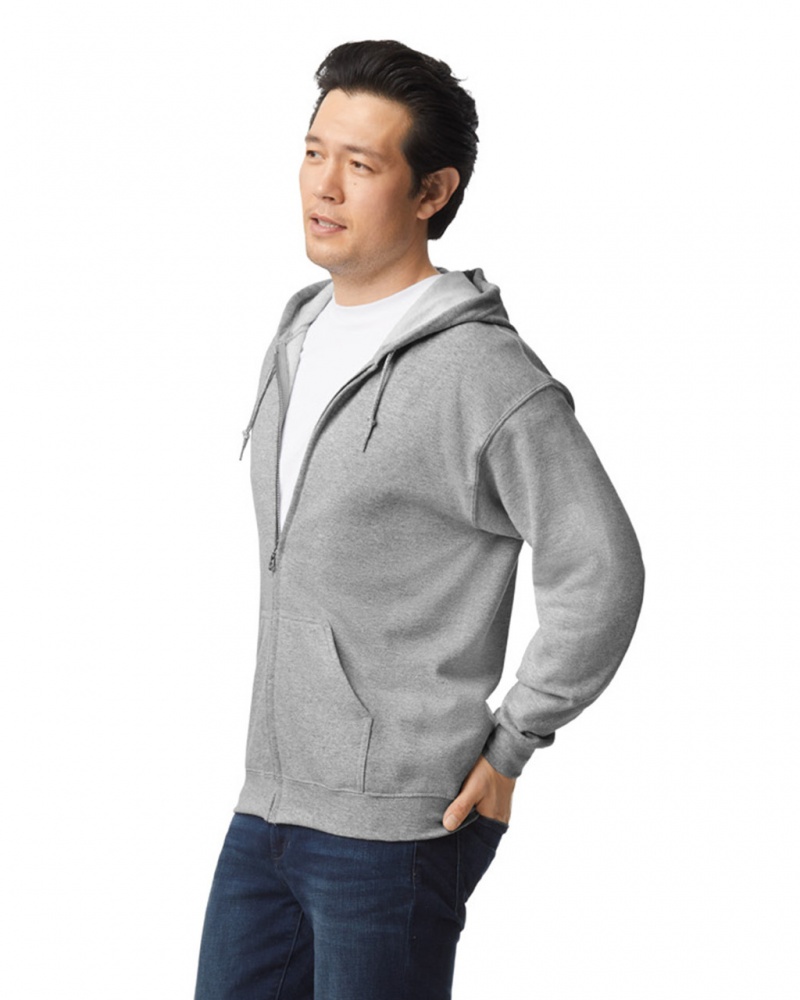 Sport Grey Men's Gildan 18600 Full Zip Hoodie | NMIL48236