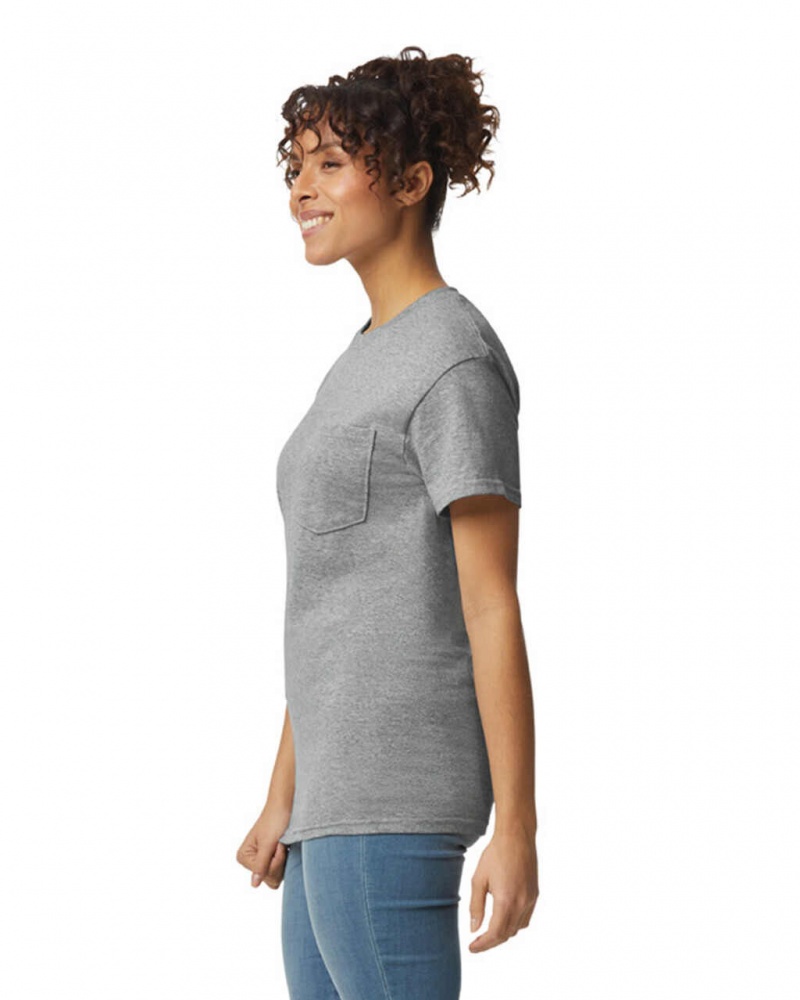 Sport Grey Women's Gildan 2300 with Pocket T-Shirts | JOVN59436