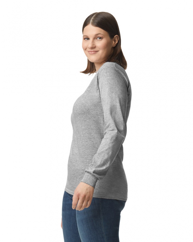 Sport Grey Women's Gildan 5400 Long Sleeve T-Shirts | YXNO10594