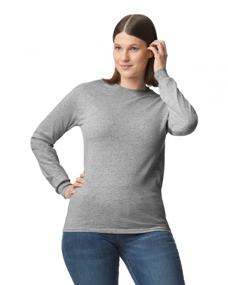 Sport Grey Women's Gildan 5400 Long Sleeve T-Shirts | YXNO10594