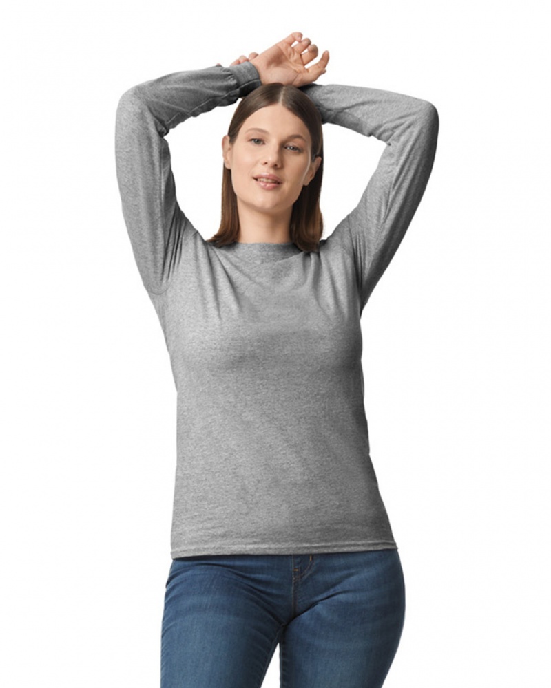 Sport Grey Women's Gildan 5400 Long Sleeve T-Shirts | YXNO10594