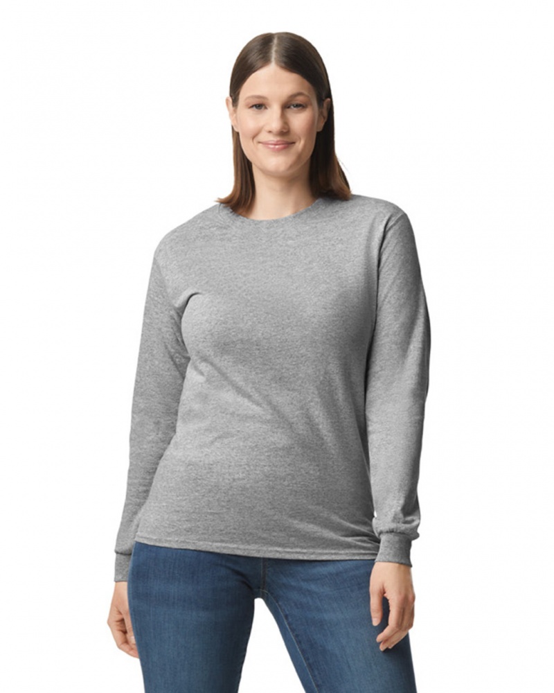 Sport Grey Women\'s Gildan 5400 Long Sleeve T-Shirts | YXNO10594