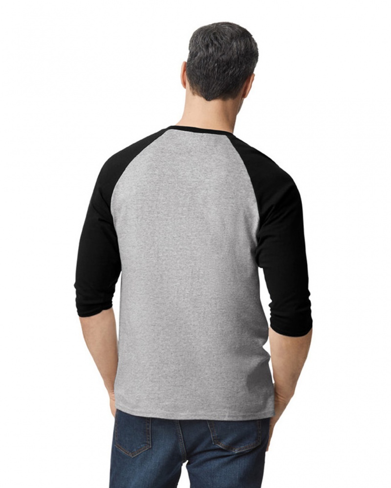 Sport Grey / Black Men's Gildan 5700 3/4 Raglan T-Shirts | VHCP47693