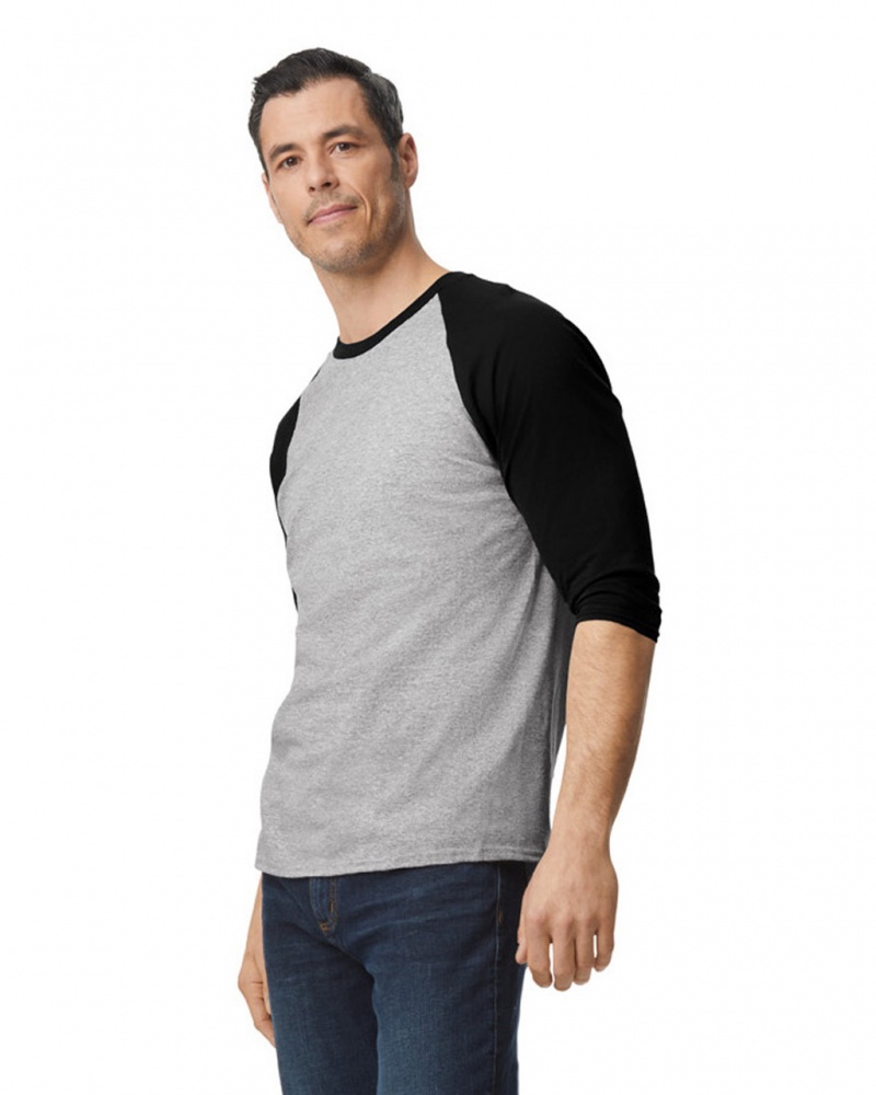 Sport Grey / Black Men's Gildan 5700 3/4 Raglan T-Shirts | VHCP47693