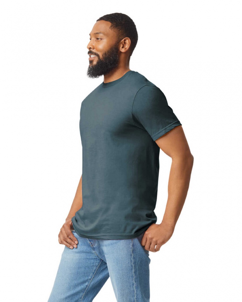 Steel Blue Men's Gildan 67000 CVC T-Shirts | UFSZ23651