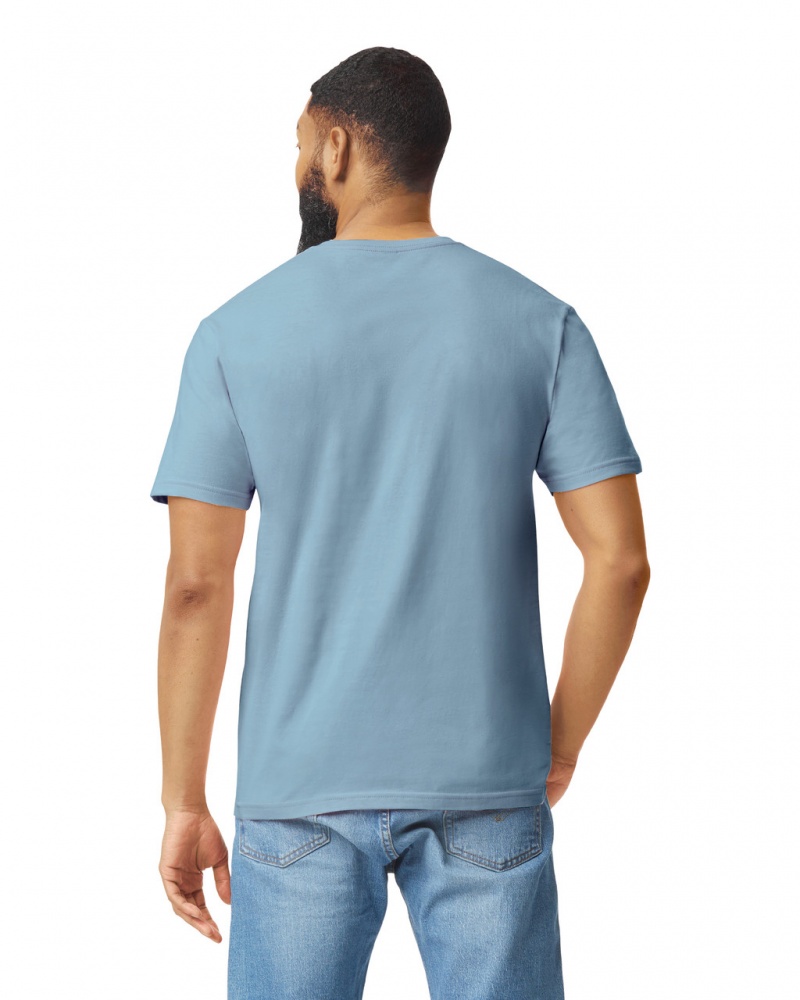 Stone Blue Men's Gildan 64000 T-Shirts | TMUY64302