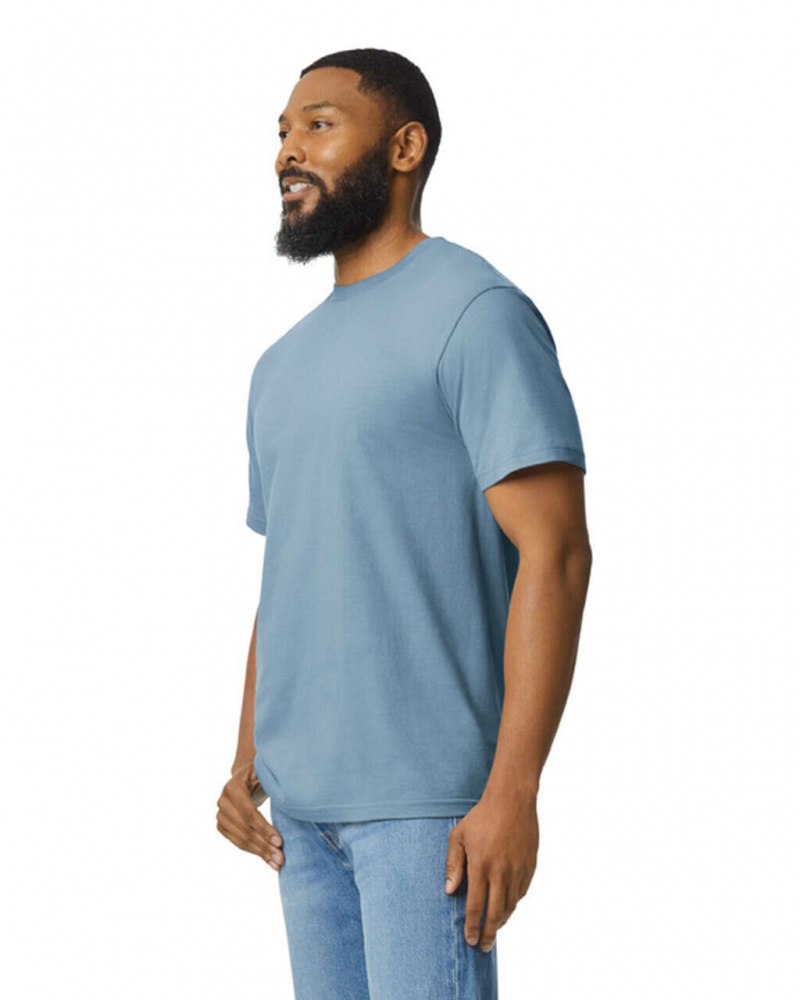 Stone Blue Men's Gildan 65000 Midweight T-Shirts | OHIT18507