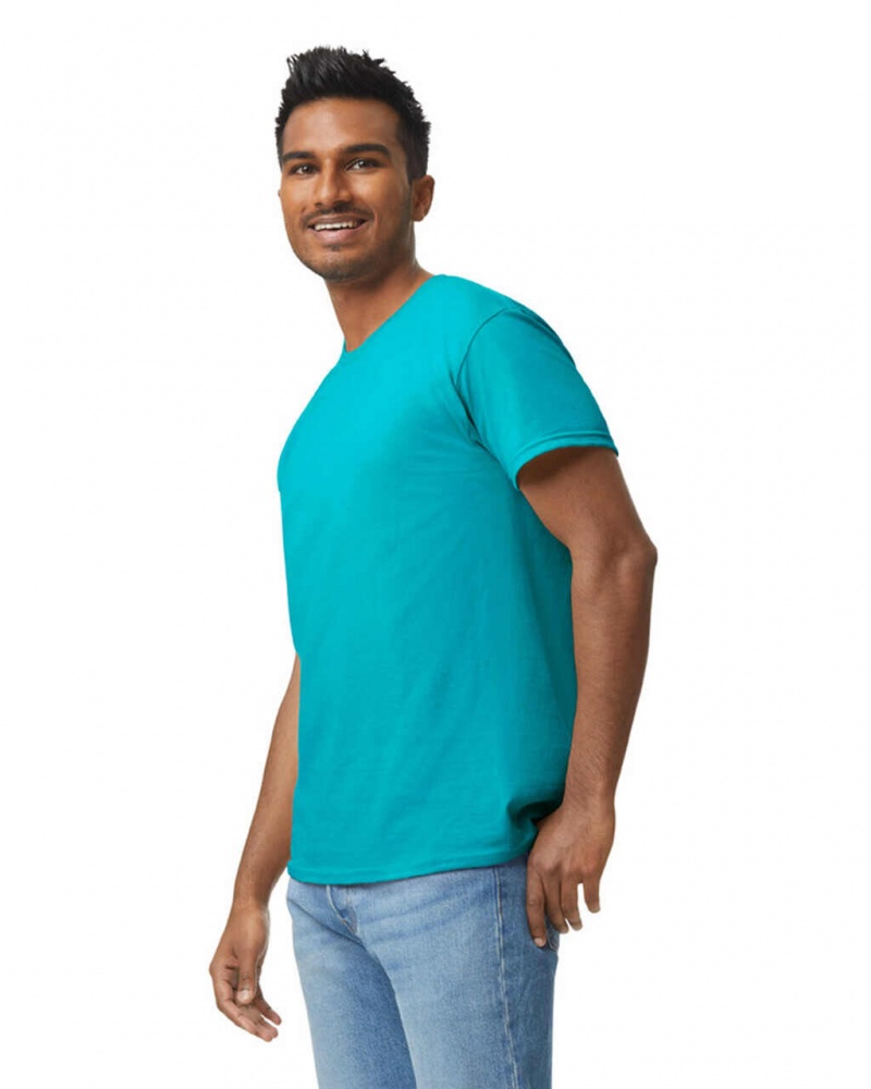 Tropical Blue Men's Gildan 5000 T-Shirts | DYBP12046