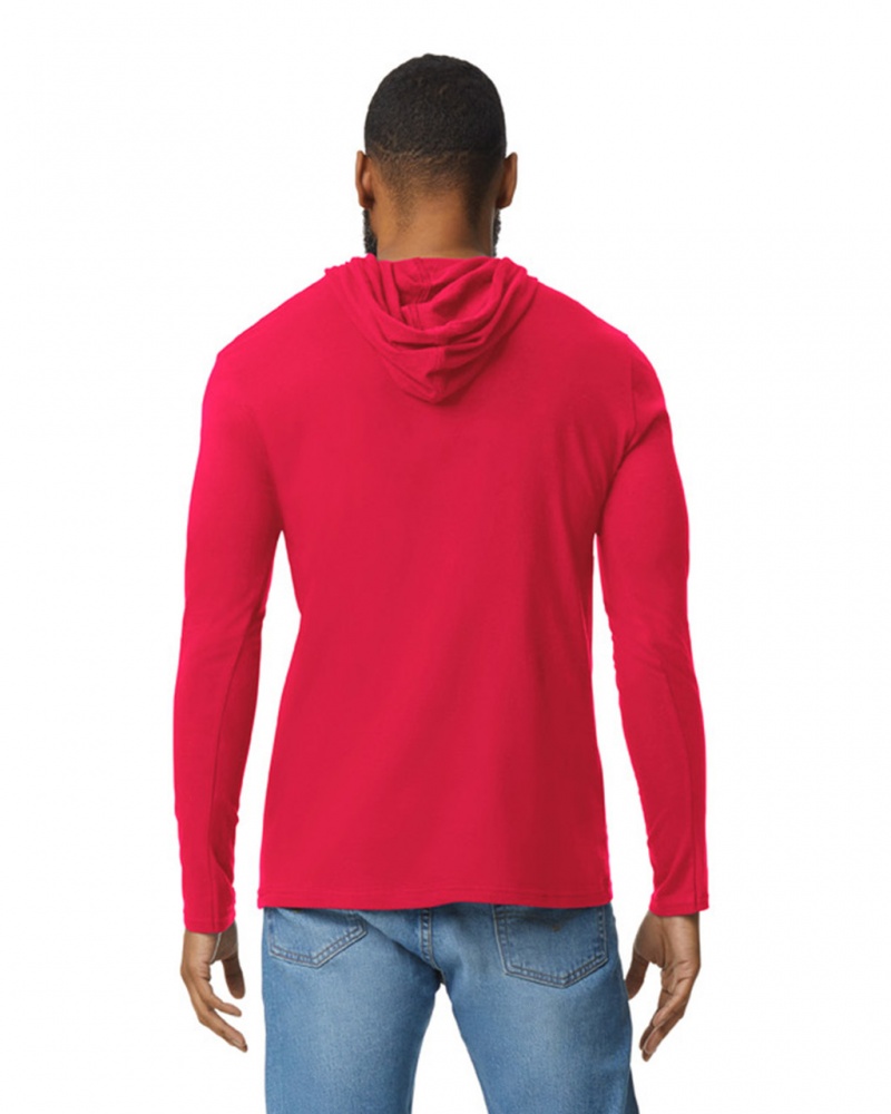 True Red Men's Gildan 987 Long Sleeve Hoodie T-Shirts | KERW67203