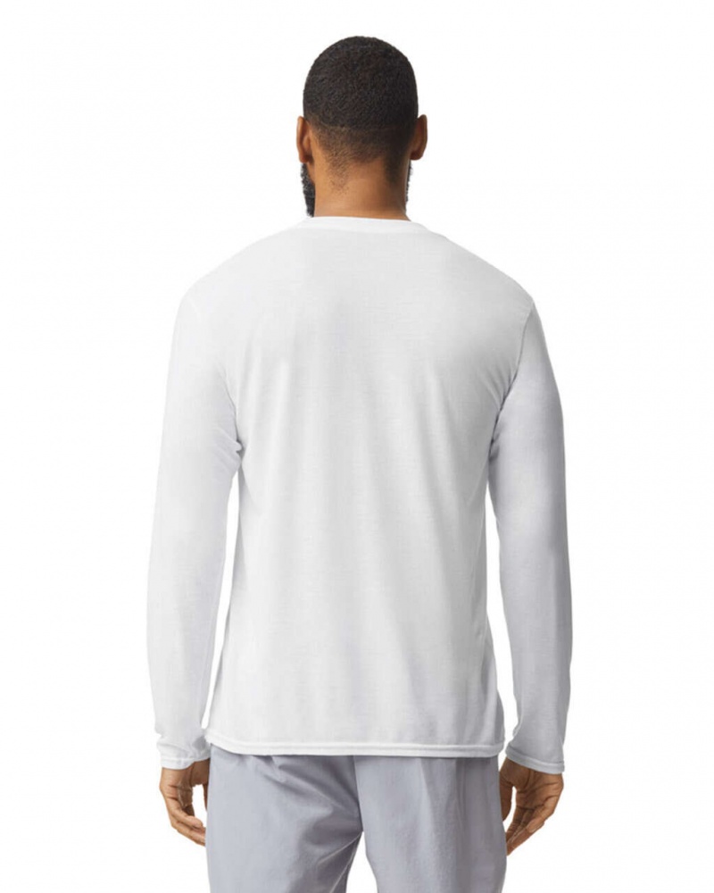 White Men's Gildan 42400 Long Sleeve T-Shirts | QECG90465