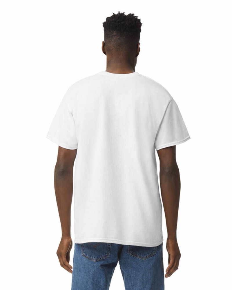 White Men's Gildan 5000 T-Shirts | UKTR73405