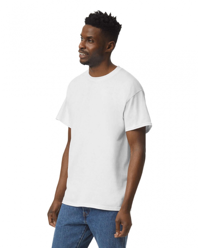 White Men's Gildan 5000 T-Shirts | UKTR73405