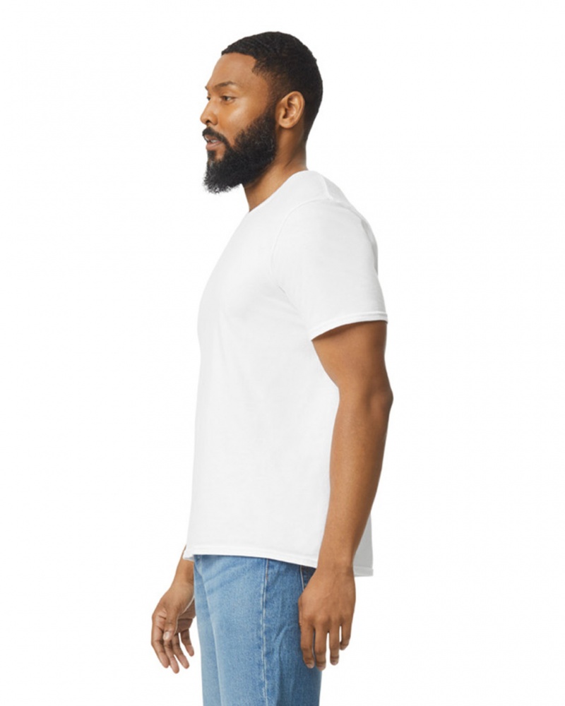 White Men's Gildan 64000 T-Shirts | JKCL61035