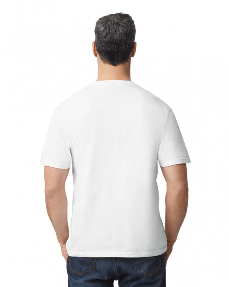 White Men's Gildan 65000 Midweight T-Shirts | JRFD63927