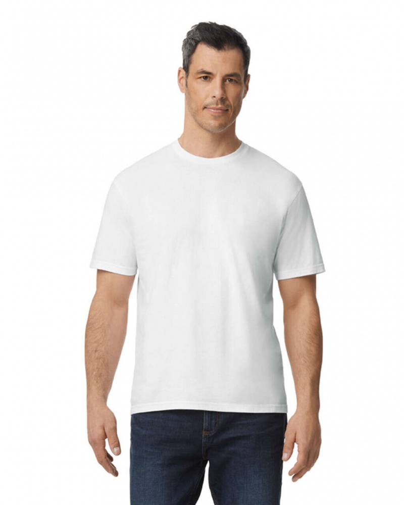 White Men's Gildan 65000 Midweight T-Shirts | JRFD63927